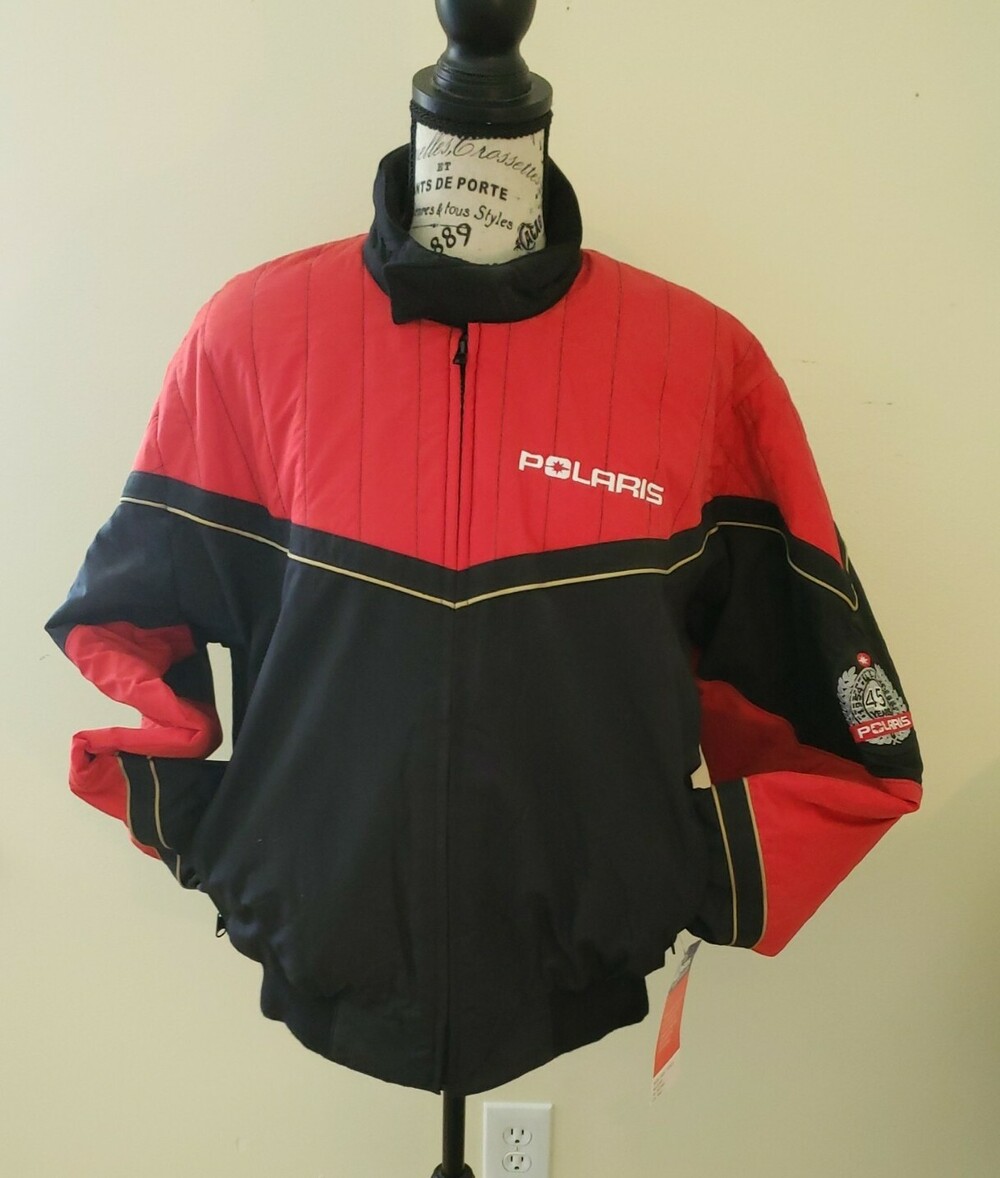 Vtg Polaris Men's S Red Full Zip Puffer Jacket 1999 snowmobile coat anniversary